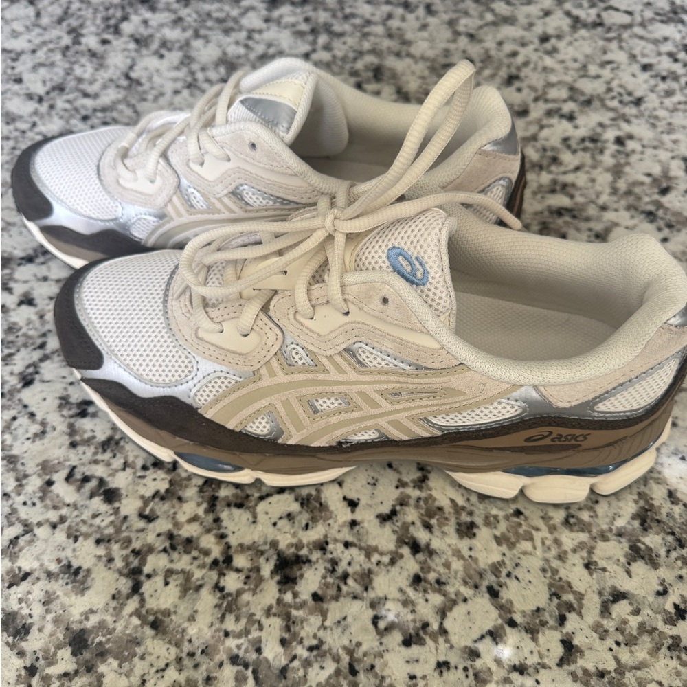 Asics White and Beige Athletic Shoes